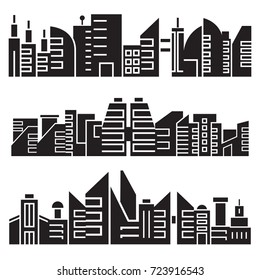 cityscape silhouette or city skyline set on white background