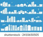 Cityscape silhouette material set vector illustration