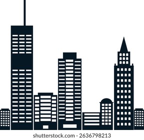 Cityscape Silhouette in Minimalist Design and Shape. Vector Illustration