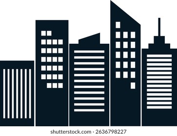 Cityscape Silhouette in Minimalist Design and Shape. Vector Illustration