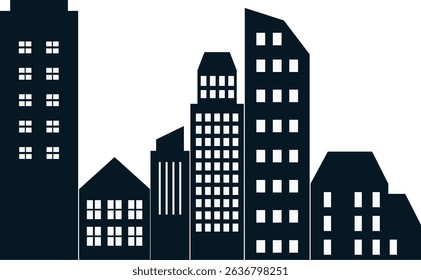 Cityscape Silhouette in Minimalist Design and Shape. Vector Illustration