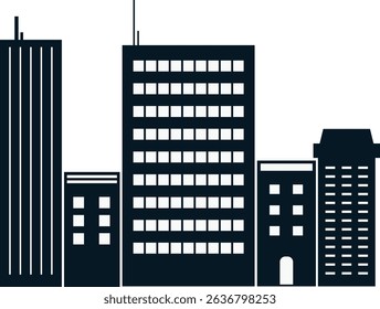 Cityscape Silhouette in Minimalist Design and Shape. Vector Illustration
