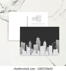 Cityscape silhouette postcard vector