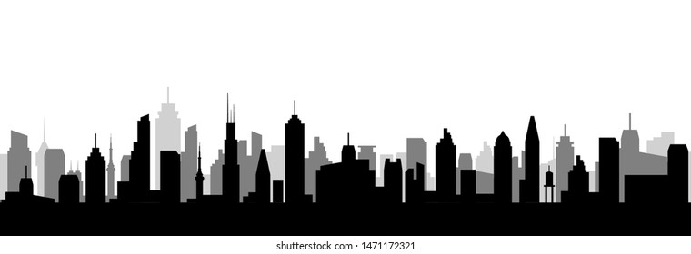 Cityscape silhouette urban illustration. City skyline building town skyscraper horizon background.