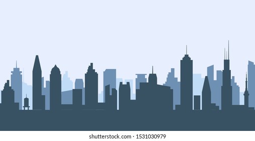 Cityscape silhouette urban illustration. City skyline building town skyscraper horizon background.