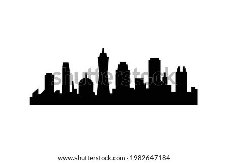 Cityscape silhoutte vector image, isolated on white background.