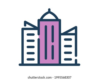 cityscape single isolated icon with dash or dashed line style