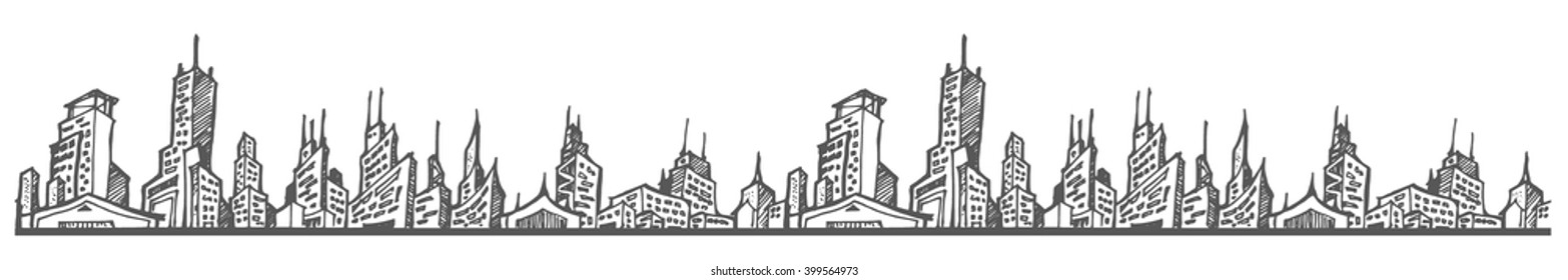Cityscape sketch, seamless wallpaper for your design