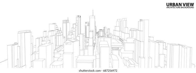 Cityscape Sketch Vector Sketch Urban Architecture Stock Vector (Royalty ...