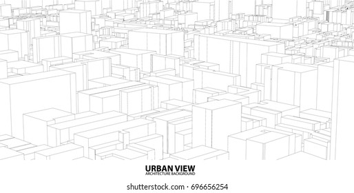 Cityscape Sketch, Vector Sketch. Urban Architecture - Illustration
