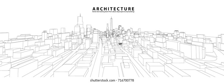 Cityscape Sketch, Vector Sketch. Urban Architecture - Architecture Illustration background.