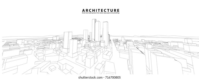 Cityscape Sketch, Vector Sketch. Urban Architecture - Architecture Illustration background.