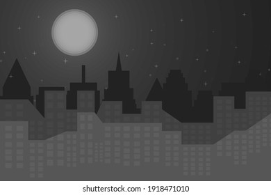 cityscape skyline at full moon