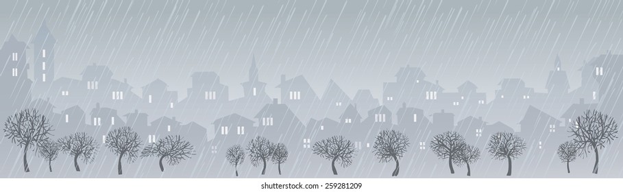 Cityscape skyline.  Panorama of the big city. Urban background with city Park