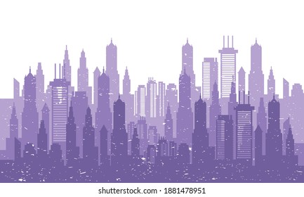 Cityscape Skyline Scene Purple Silhouette Vector Stock Vector (Royalty ...