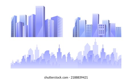 Cityscape skyline or skyscraper buildings elements collections 