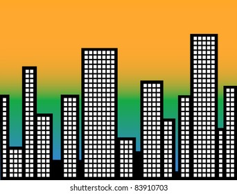 Cityscape Skyline - Vector Illustration.  High Resolution JPEG also available.