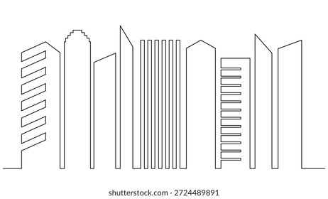 Stadtlandschaft mit Skyscrappern, eine durchgehende Strichzeichnung