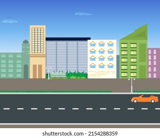 Cityscape and suburbs with buildings. Highway . flat cityscape vector