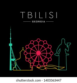 Cityscape  Tbilisi city.  Tbilisi Georgia Illustration design. Travel and tourism concept