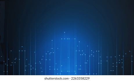 concepto de fondo de la tecnología cityscape. espacio de la ciudad neón brillante brillante brillante, luz de círculo de línea azul de datos, tecnología Resumen, vector. ciudad para tecnología, banner web, sitio web, comunicación, transformación.