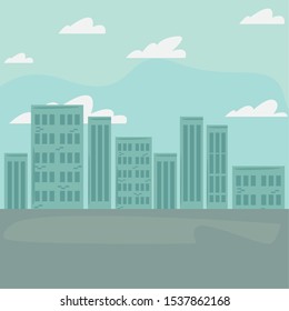 cityscape urban city buildings street vector illustration