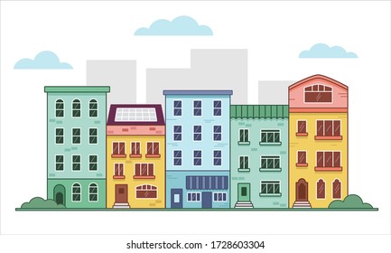 Cityscape. Urban landscape. Flat style. Vector illustration