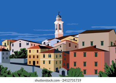 Cityscape of Urbania, historical small town in the province of Pesaro and Urbino, Marche, Italy