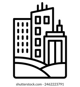 Ilustración vectorial de línea de iconos de Cityscape Valley