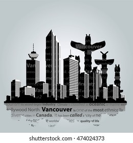 The cityscape of Vancouver . Vector illustration