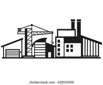 cityscape, vector black city icon on white