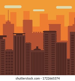 Cityscape vector building landscape in downtown. Graphic design vector by Illustrator.