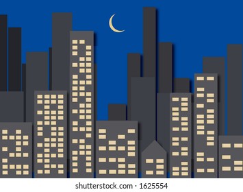 Cityscape in vector format, resizable to all formats without loss