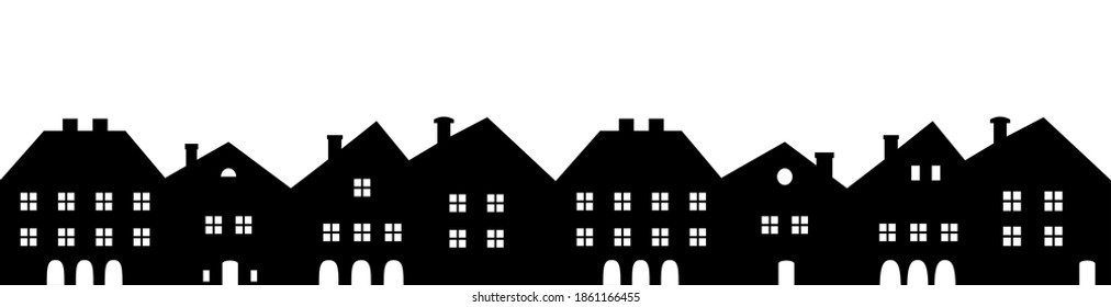 Stadtbild, Vektorsymbol, schwarze Silhouette auf weißem Hintergrund