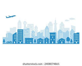 Cityscape vector illustration blue tone