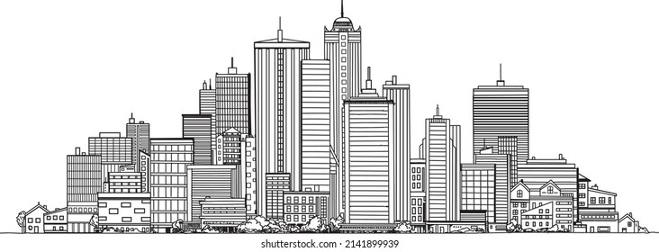 Cityscape vector illustration, city panorama on white background