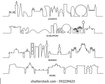 Cityscape, Vector Illustration design (London, Singapore, Madrid, Rome)