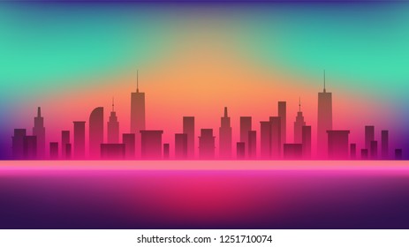 Cityscape vector illustration. Silhouettes of urban buildings.
