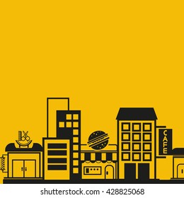 cityscape vector illustration yellow background