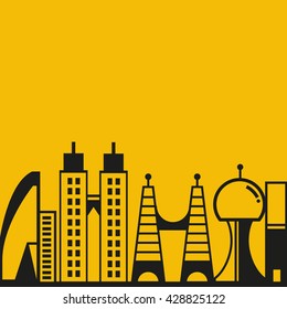 cityscape vector illustration yellow background