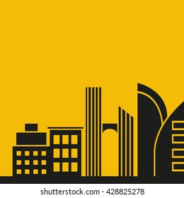 cityscape vector illustration yellow background