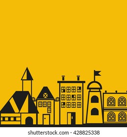 cityscape vector illustration yellow background