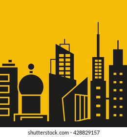 cityscape vector illustration yellow background