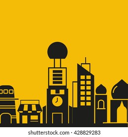 cityscape vector illustration yellow background