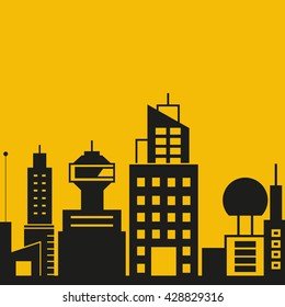 cityscape vector illustration yellow background