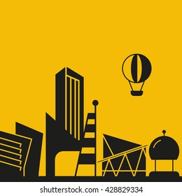 cityscape vector illustration yellow background