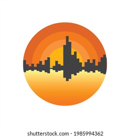 cityscape vector logo design . city sunset sunshine design. logo design icon 