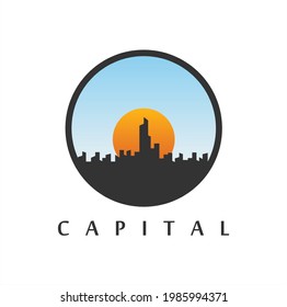 cityscape vector logo design . city sunset sunshine design. logo design icon 