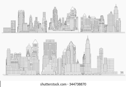 Cityscape Vector Sketch. Architecture - Illustration