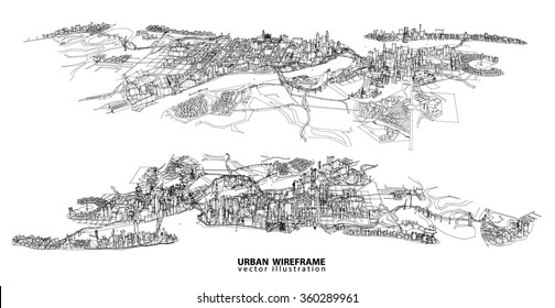 Cityscape Vector Sketch. Architecture - Illustration